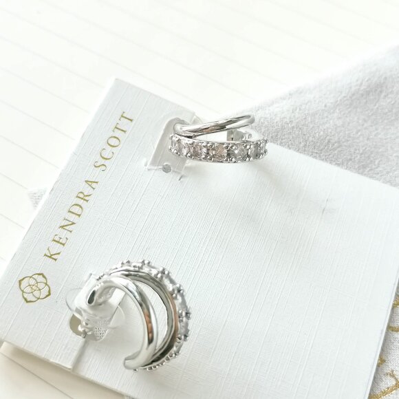 Kendra Scott - Livy Silver White Crystal Earrings - Picture 2 of 3